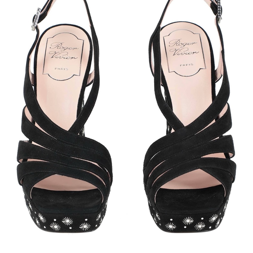 Roger Vivier Suede Crystal Embellishments Slingback Sandals Women's Size:9/5 -10 - Picture 8 of 16